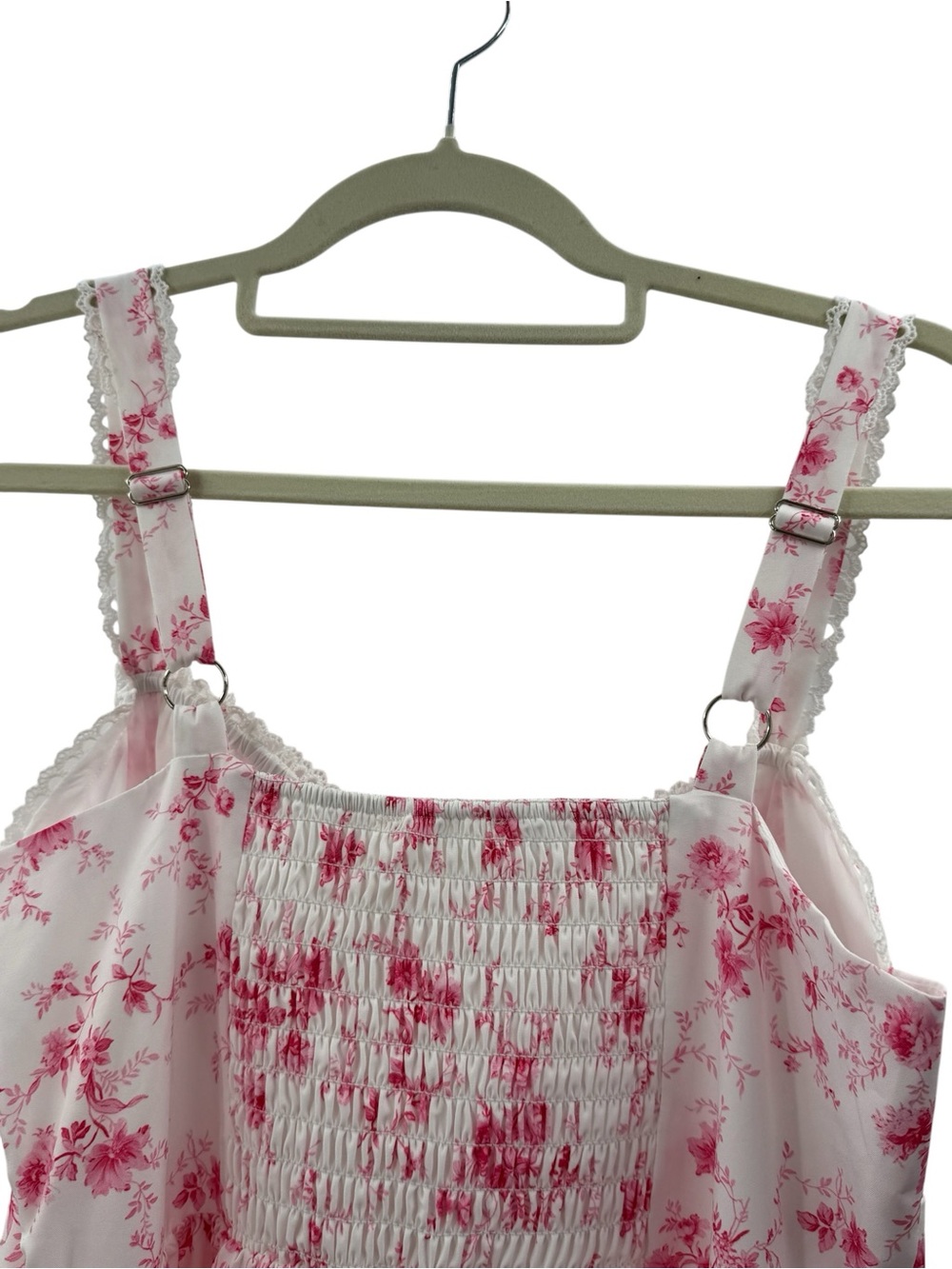 Floral Pink Midi Sundress with Tie Front - - Picture 12 of 16